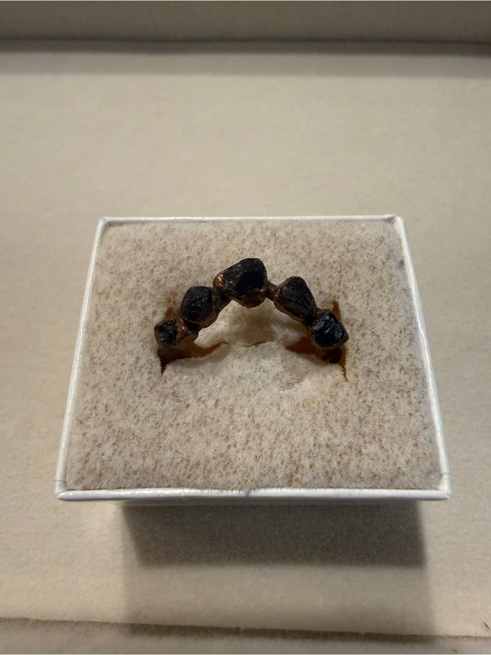 Raw tanzanite and copper ring size 11